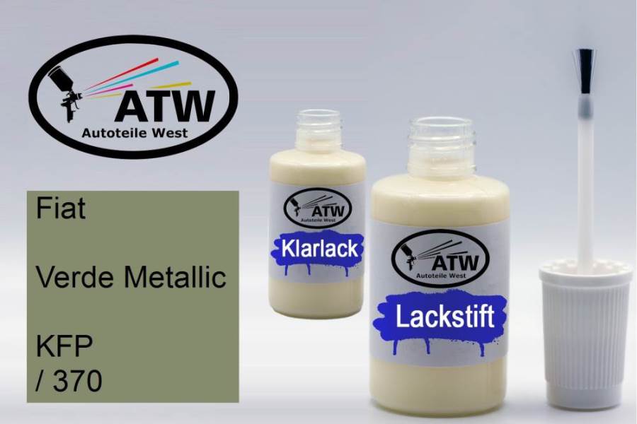 Fiat, Verde Metallic, KFP / 370: 20ml Lackstift + 20ml Klarlack - Set, von ATW Autoteile West.